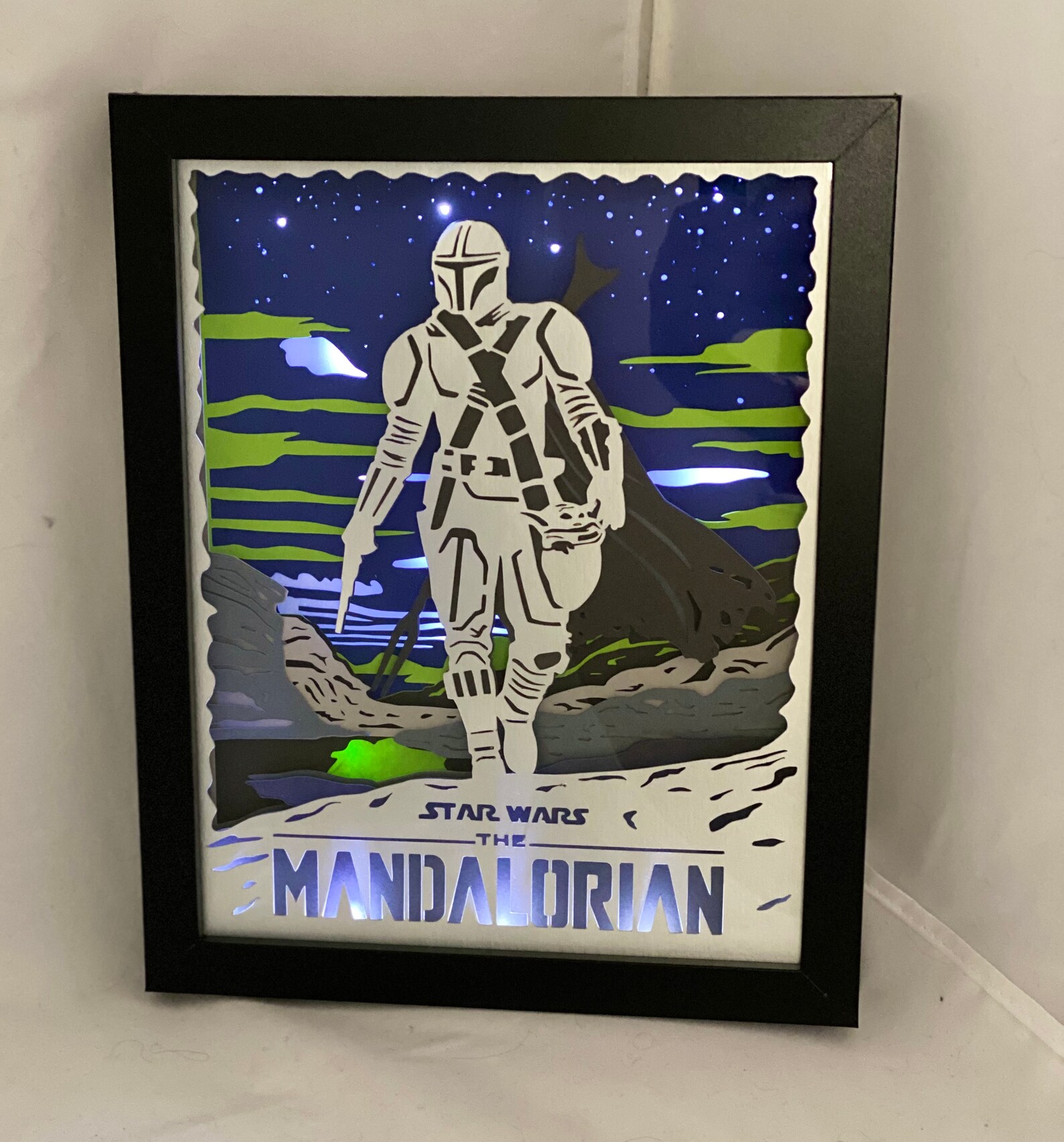 Mandalorian 2 inspired 3D lighted shadow box | Etsy
