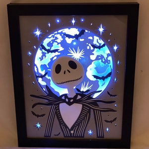 Nightmare Before Xmas Jack Skellington inspired 3D lighted Shadow Box