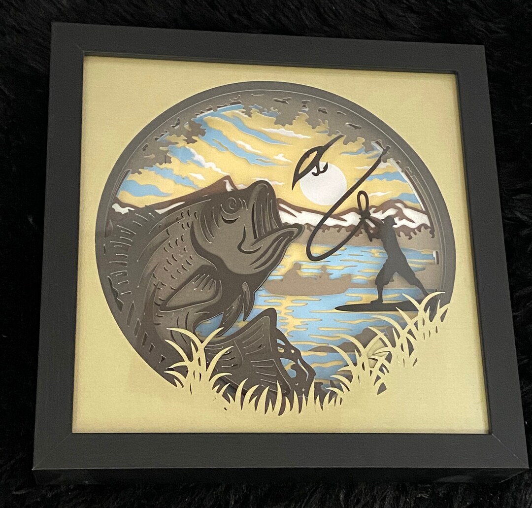 Fishing 3D Lighted Shadow Box Etsy