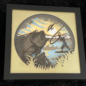 Fishing 3D lighted shadow box