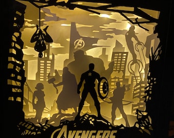 Avengers inspired lighted shadow box