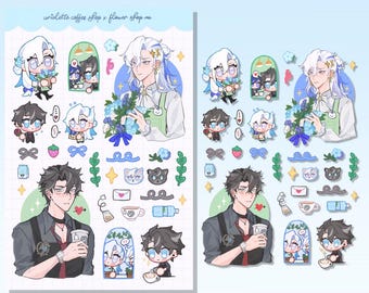 Genshin Wirkung | Wriothesley & Neuvillette Sticker Bogen