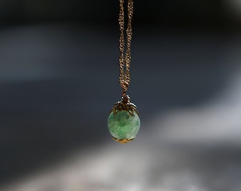 Aventurine Healing Crystal Gold Necklace. Aventurine Necklace. Anxiety Necklace. Good Luck Necklace.May Birthstone .Mothers Day Gift