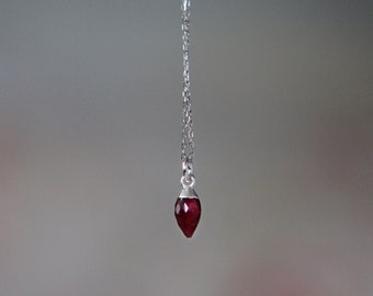 Ruby Necklace.Gold/Silver Ruby Marquise Necklace.July birthstone Necklace. Ruby Pendant. Ruby Anniversary Gift. 40 year Wedding Anniversary.