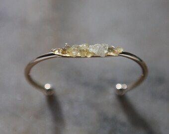 Citrine Chip Healing Crystal Gold  Bracelet. Citrine Bracelet. Crystal Cuff Bracelet .November Birthday.November Bracelet.Gift For Her.