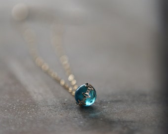 Turquoise  Blue Crystal Gold  Necklace. Turquoise Necklace. December birthstone Necklace.