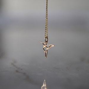 Hummingbird Necklace.Gold Hummingbird Necklace.Hummingbird Charm.Origami Hummingbird.Good Luck Necklace.Hope Necklace.Mothers Day Gift