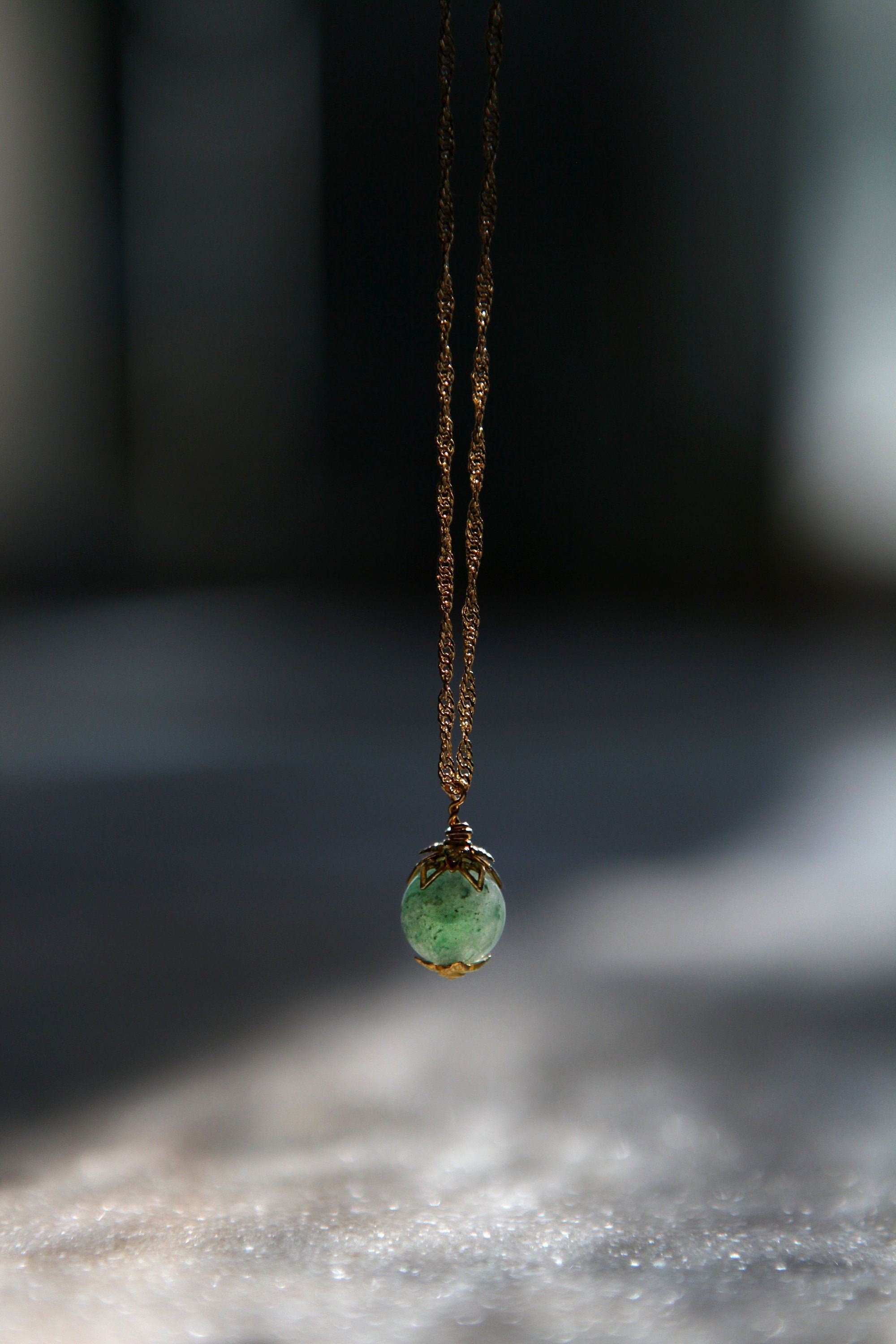 Aventurine verte Pendentif en pierre naturelle améthyste opale Reiki, pendule de guérison en