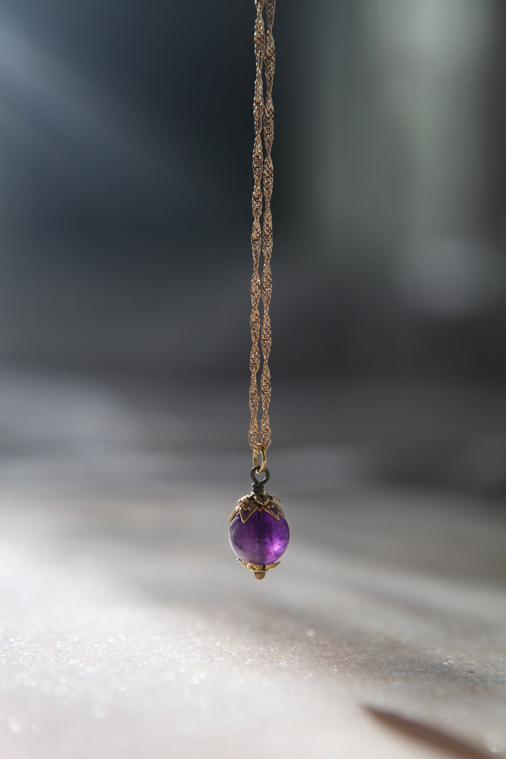 Amethyst Healing Crystal Gold Necklace. Amethyst Necklace. Anxiety Necklace..February Necklace.Mothers Day Gift