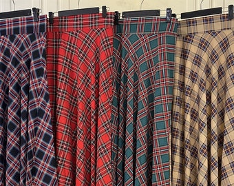 ladies long plaid skirt
