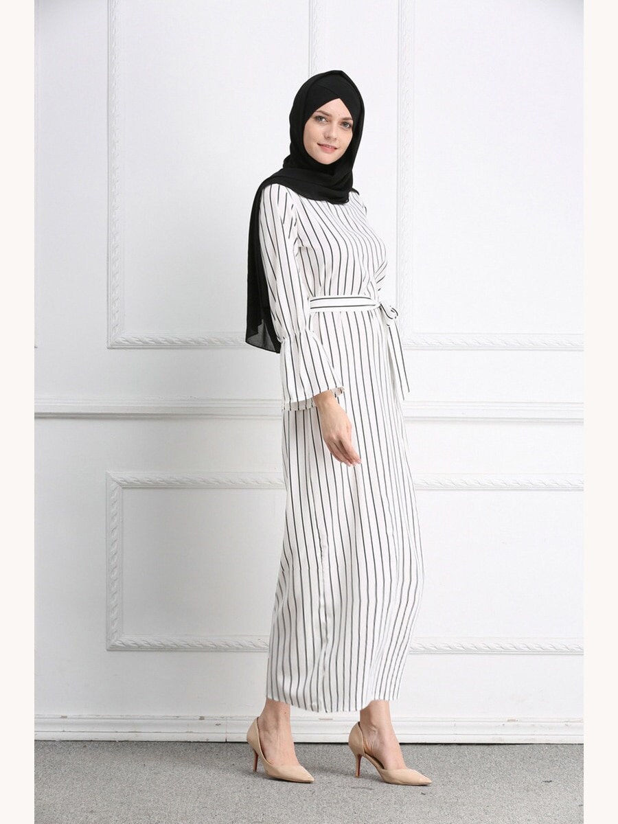  Abaya  Maxi Robe pour  femme musulmane avec ceinture de robe 