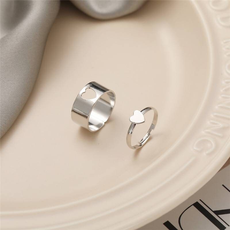 Heart Ring Set For Couples | Matching Silver Rings | For Him and For …