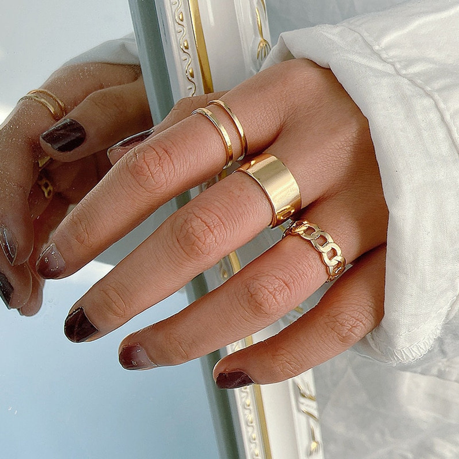 Stackable Gold Ring Set For Women Minimal Gold Rings For | Etsy