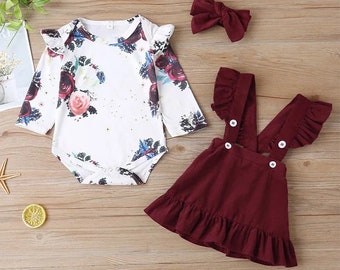 maroon baby girl outfit