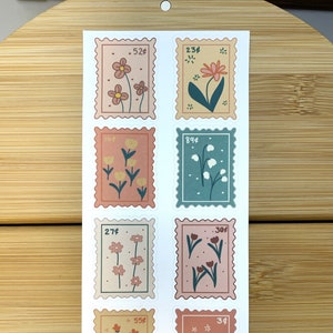 Blume Stempel Aufkleber für Journaling und Scrapbooks | Vintage Journaling | Dekorative Blumen | Retro Sommer Blumen |  Frühlingsästhetik