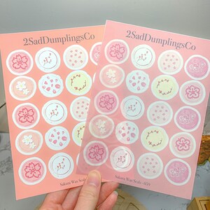 Sakura Wachs-Siegel Aufkleber für Journal | Japanischer Kirschblüten Sticker Bogen / Bullet Journal Dekoration / Vintage Frühlingsplaner