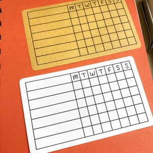 Montag Wöchentliche Habit Tracker Aufkleber (Kraft und Weiß) / Bullet Journal Log / Übungs-Tracker / Meditation Gesundheits-Tracker