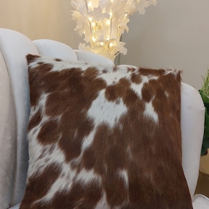 Cowhide Pillow Cover Brown And White Cowhide Cushion Natural Hair On Throw Cushion Covers Genuine Cow Hide Real Original Skin Leather Pillow image 8