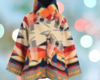 Handmade Women Wool / Fleece Coat Claw Button Hooded Jacket Poncho Overcoat Warm Outwear / winter Gift / Christmas Gift