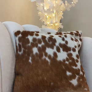 Cowhide Pillow Cover Brown And White Cowhide Cushion Natural Hair On Throw Cushion Covers Genuine Cow Hide Real Original Skin Leather Pillow image 9