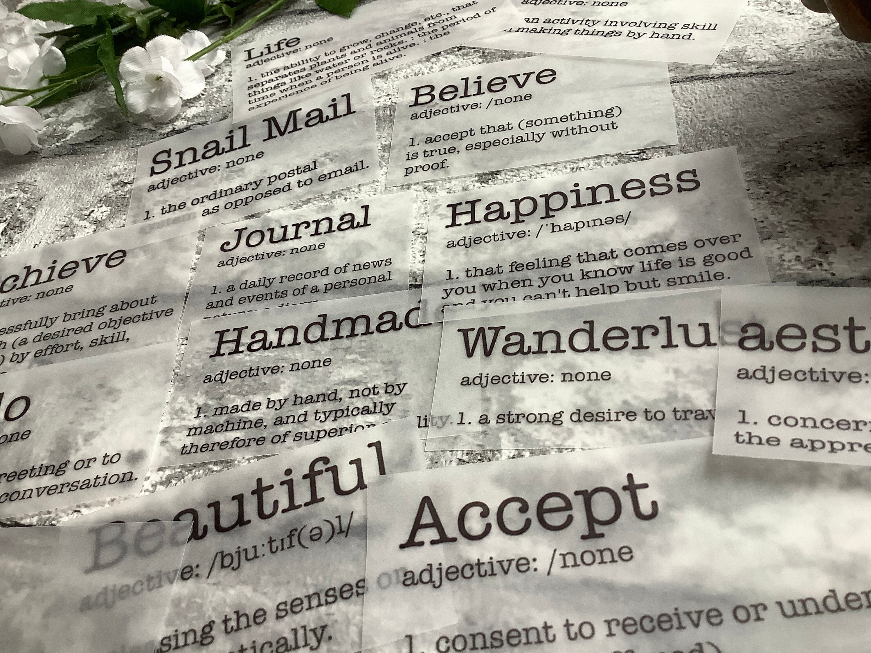 Vellum Quotes Words Definitions Ephemera Transparent Etsy