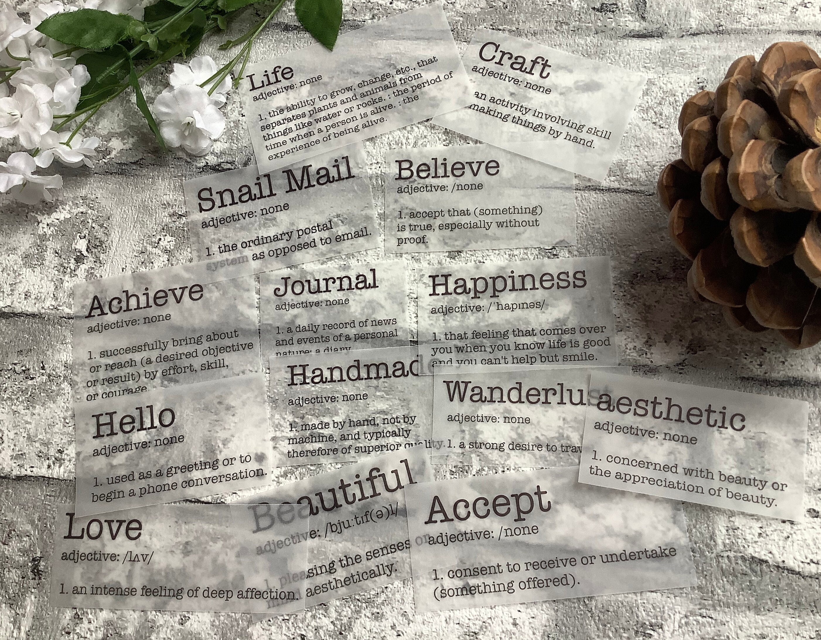 Vellum Quotes Words Definitions Ephemera Transparent Etsy