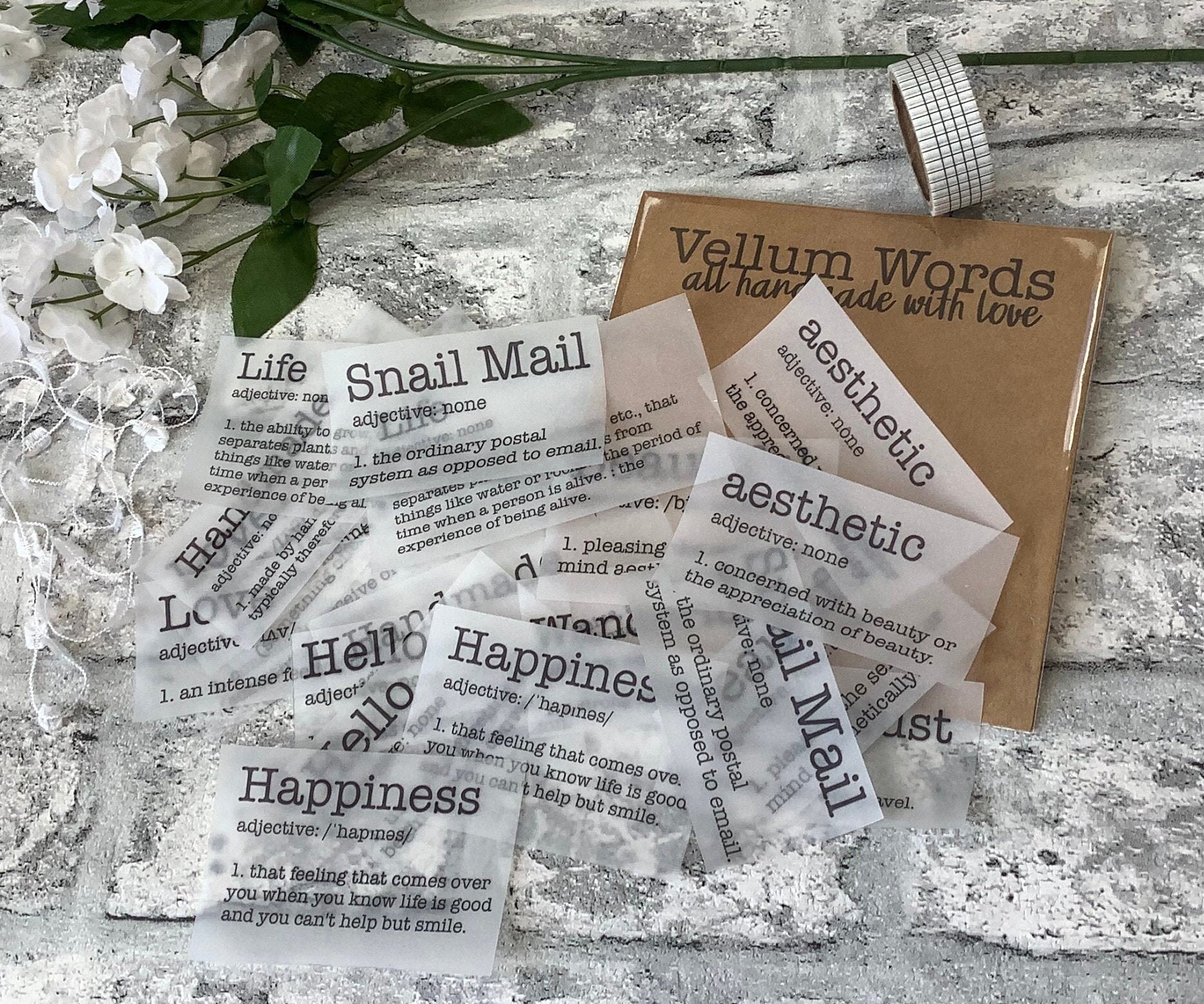 Vellum Quotes Words Definitions Ephemera Transparent Etsy