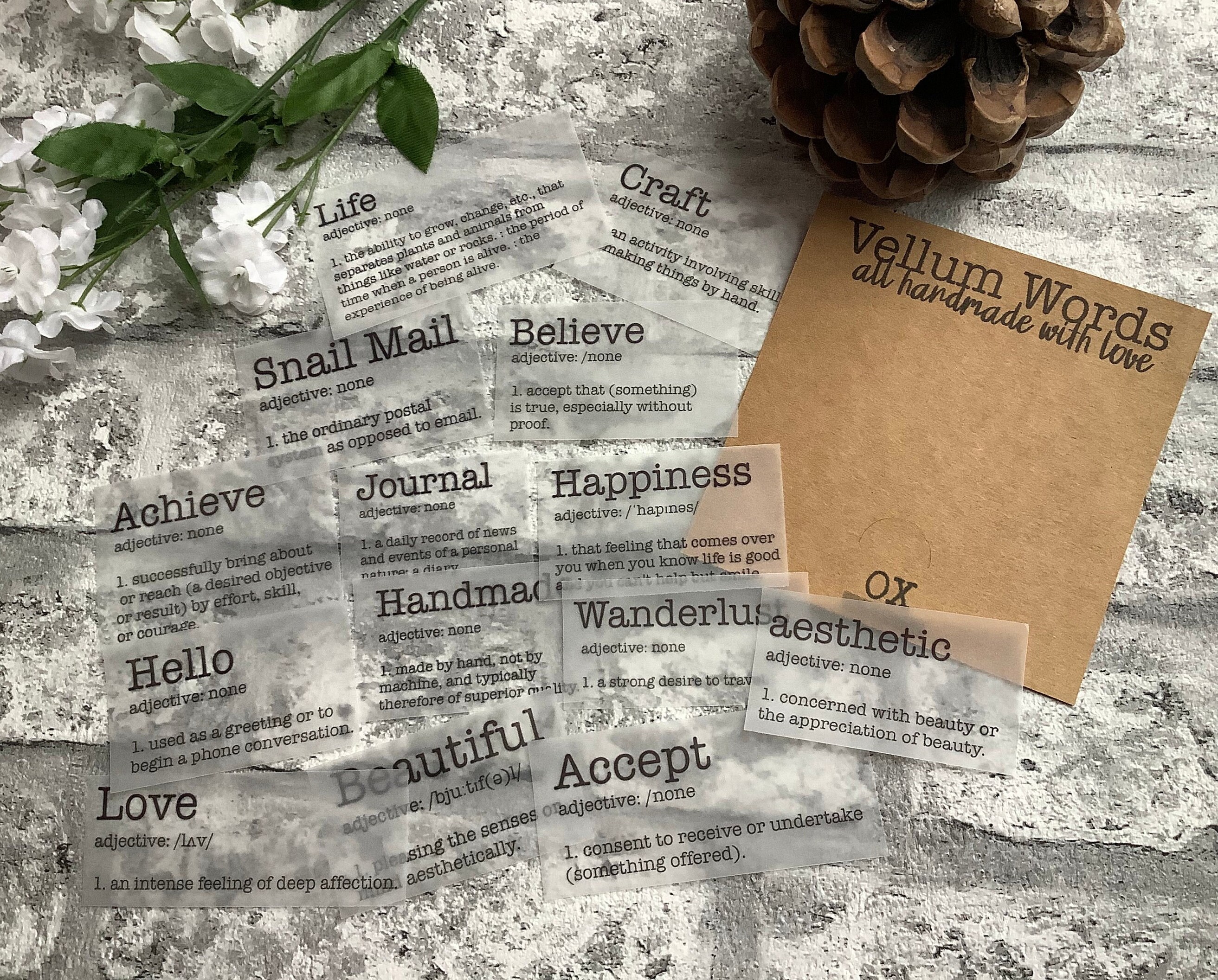 Vellum Quotes Words Definitions Ephemera Transparent Etsy
