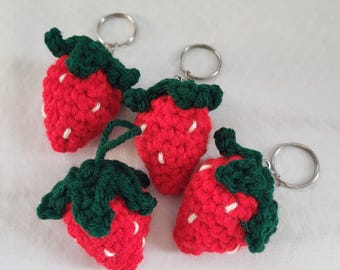Crochet Strawberry Keychain | Bag Charm | Handmade Gifts