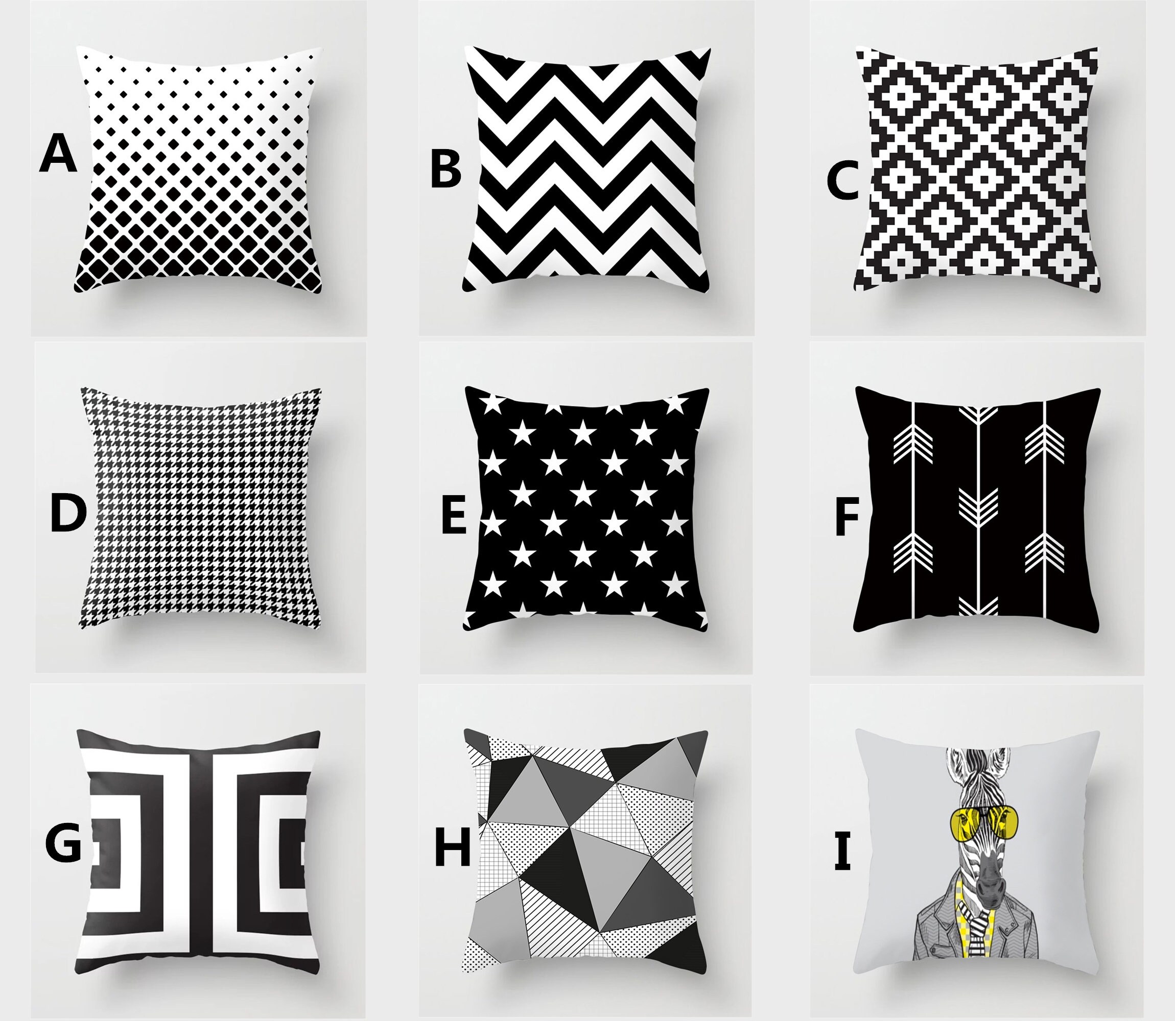 Black/white pillow coverThrow pillow caseHome GiftSquare Etsy