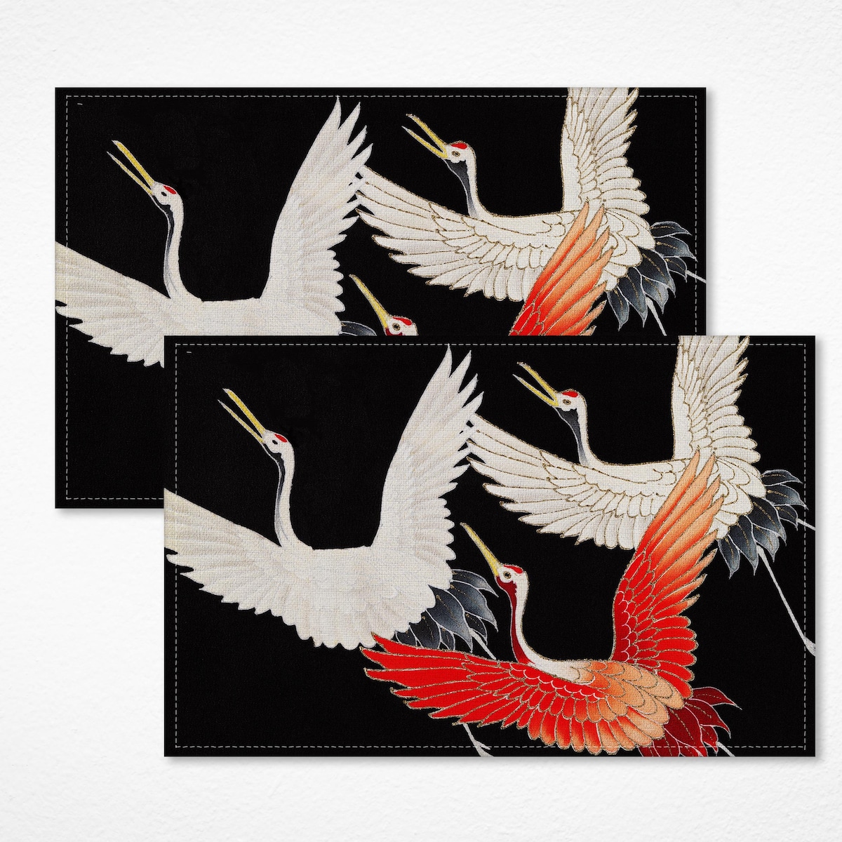 Ancient Painting Chinoiserie Crane Placemat Set 12"x18" Oriental Decor Birds Art Cloth Placemat for Party Kitchen Decor Housewarming Gift - Etsy
