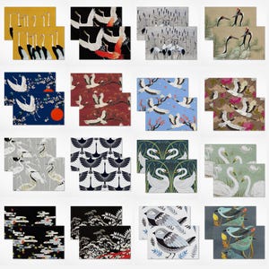 Chinoiserie Cranes Placemat Set 12&quot;x18&quot; Nature Birds Art Cloth Personalise Placemat Table Dinning Mats for Kitchen Decor Housewarming Gift
