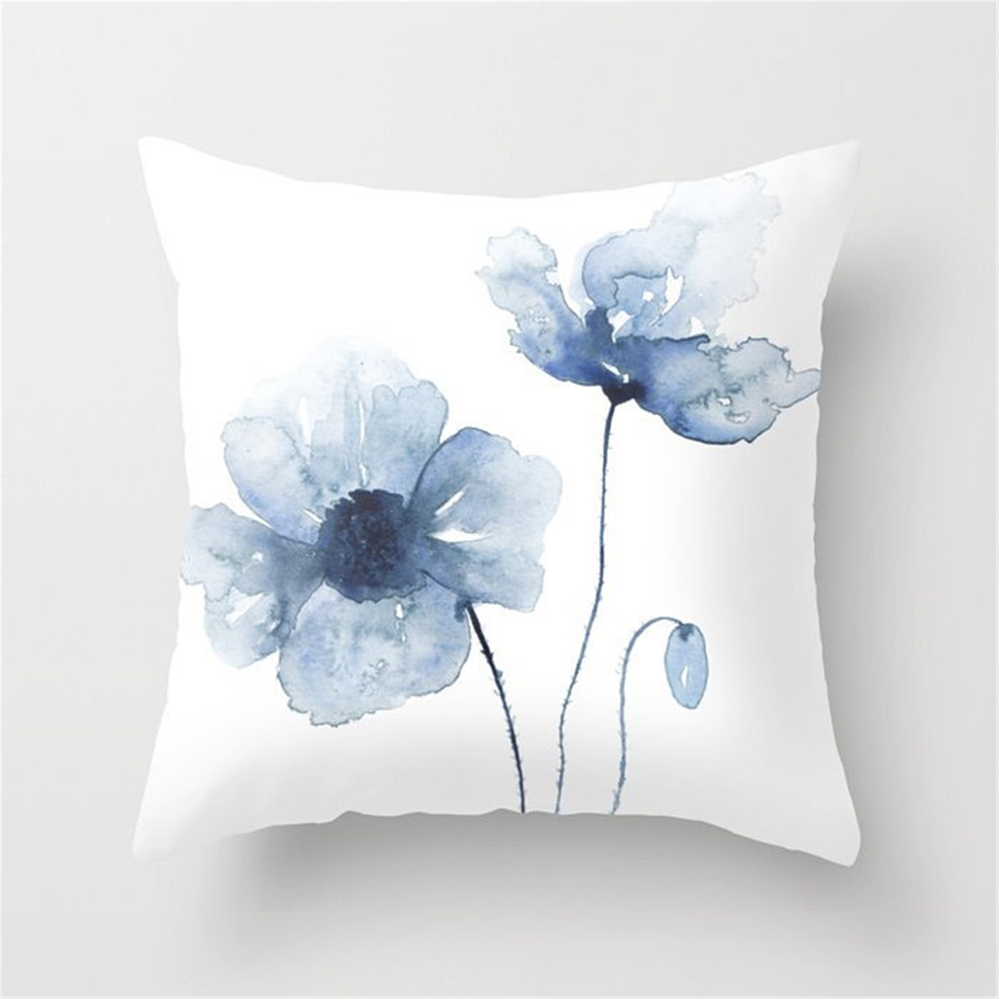 Watercolor Painting Pillow Coverflower Throw Pillow Case Square Decorative Cushion Cover Home