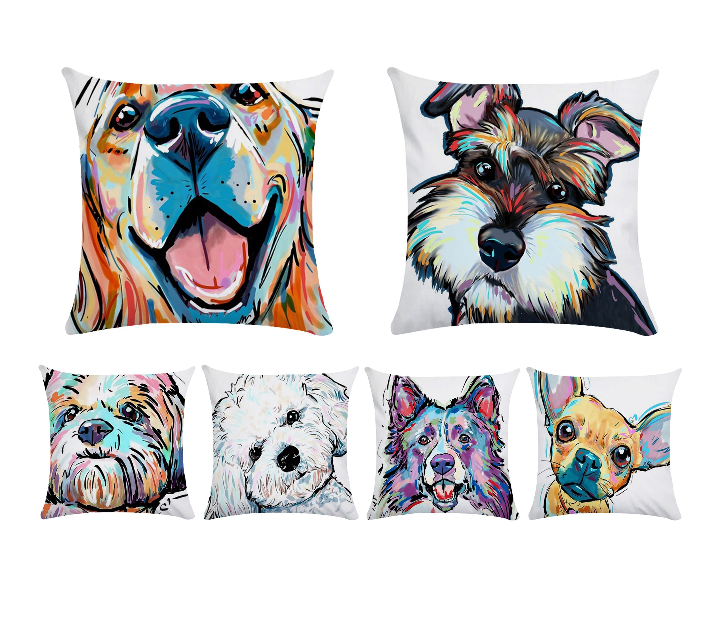 Pillow cover Dog portrait Cute Throw pillow caseSquare Etsy