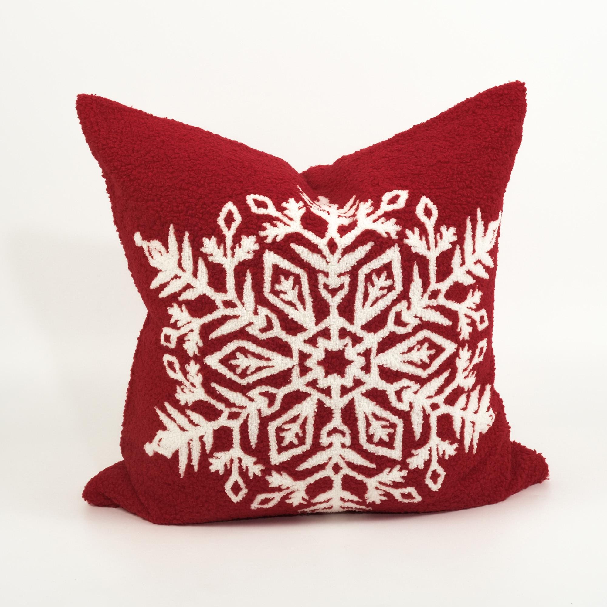 36 Creative Christmas Decor Ideas to Transform Your Space: Festive Hacks You'll Love 19 Embroidery Snowflakes Pillow Cover 18x18 Red Christmas Throw Pillow…