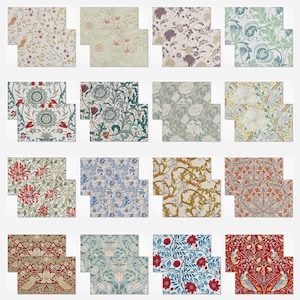 May include: A selection of decorative placemats with diverse floral and botanical designs. The placemats display a variety of colours, including red, blue, green, and yellow, with detailed patterns. Each placemat set contains two pieces, ideal for dining or decorative purposes.
