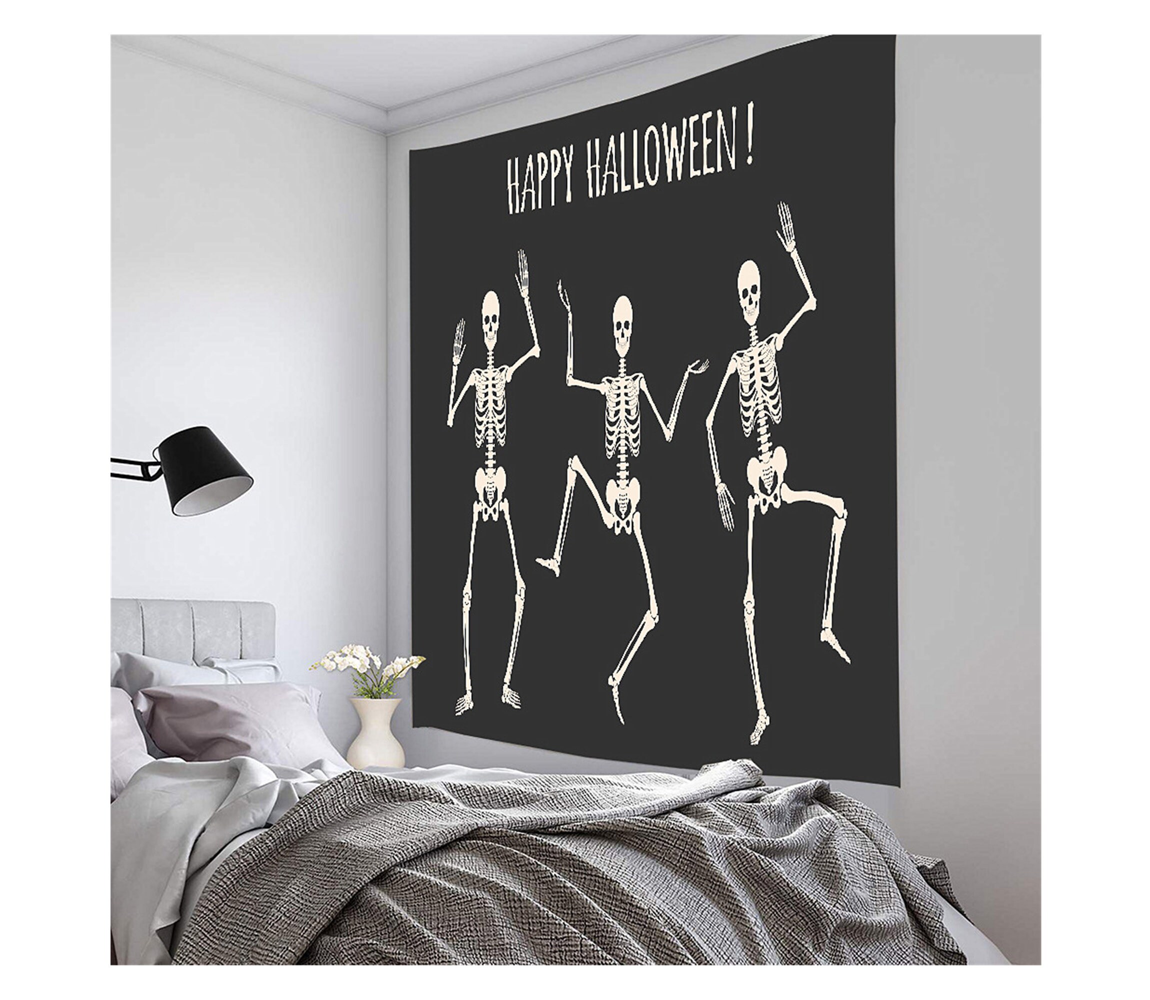 Skeleton dancing TapestryBlack Wall hangings tapestryWall Etsy