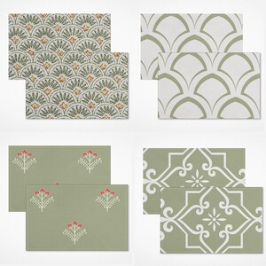 12x18in Modern Decorative Cloth Placemats - Sage Green Plant Art Table Placemats Sets - Customized Size Table Dinning Mats Housewarming Gift