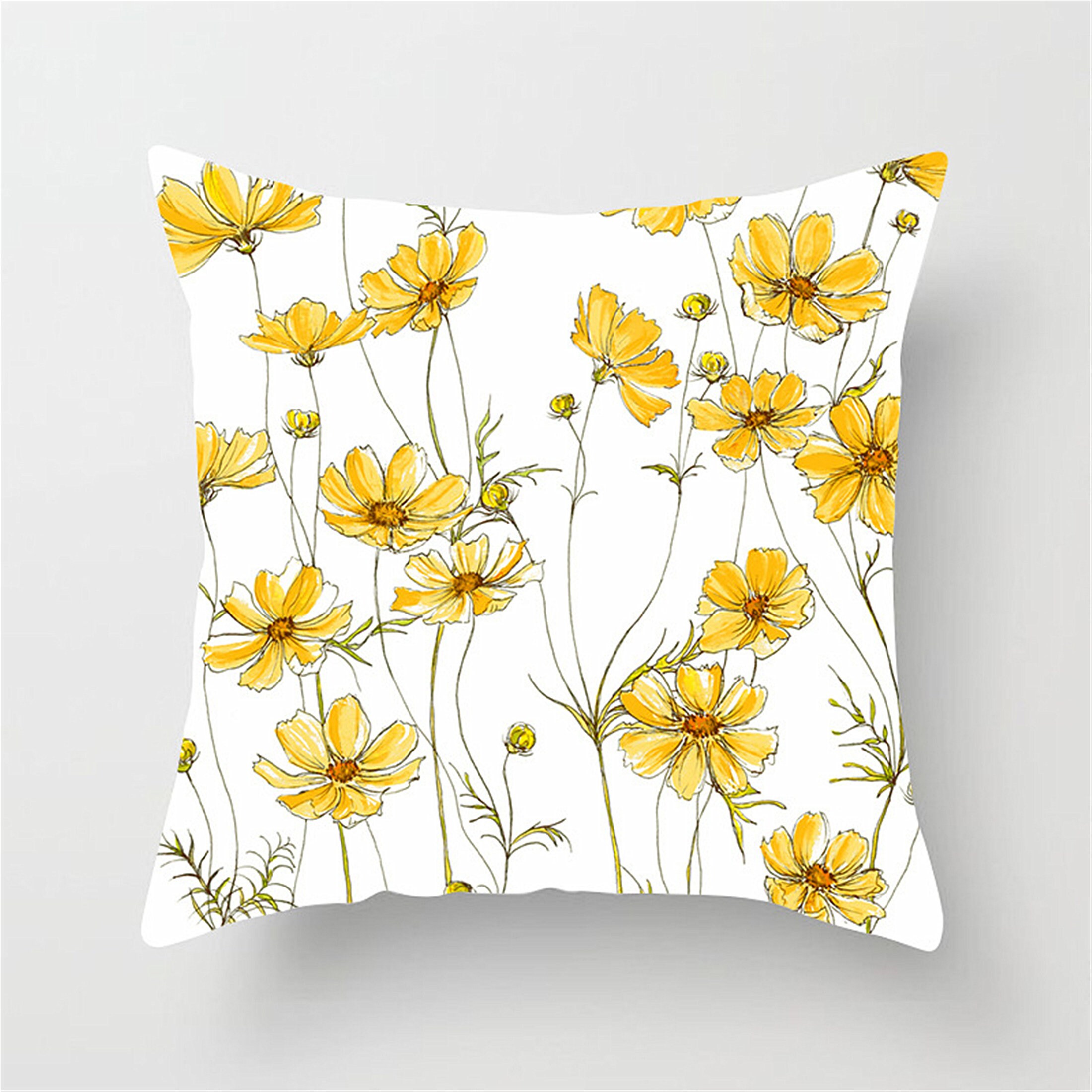 Floral pillow coverYellow Throw pillow caseHome GiftSquare Etsy