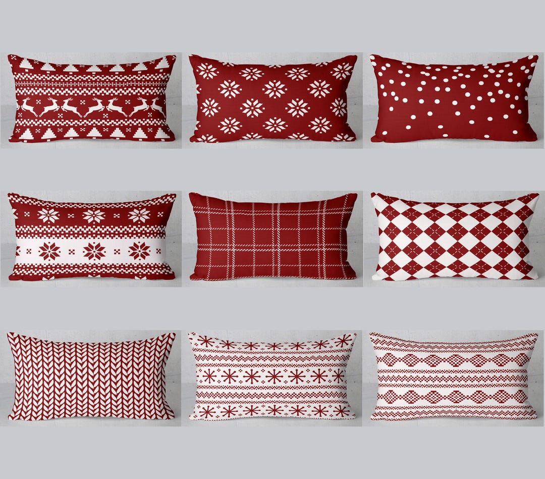 Set di 2 federe per cuscini natalizie, 55 x 55 cm, motivo albero di Natale, cardinale, in cotone e lino, decorazione per la casa, camera da letto, divano, soggiorno, poltrona