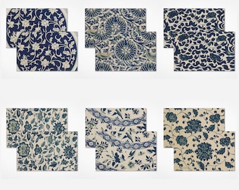 Indigo William Morris Floral Bird Table Placemats Set 12x18in Vintage Art Placemat Cloth Placemats for Party Kitchen Decor Housewarming Gift