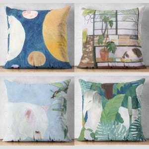 Funda de almohada con diseño de gato adorable, funda de almohada con estampado pintado a mano, funda de almohada lumbar moderna para decoración del hogar, fundas de cojín para exteriores