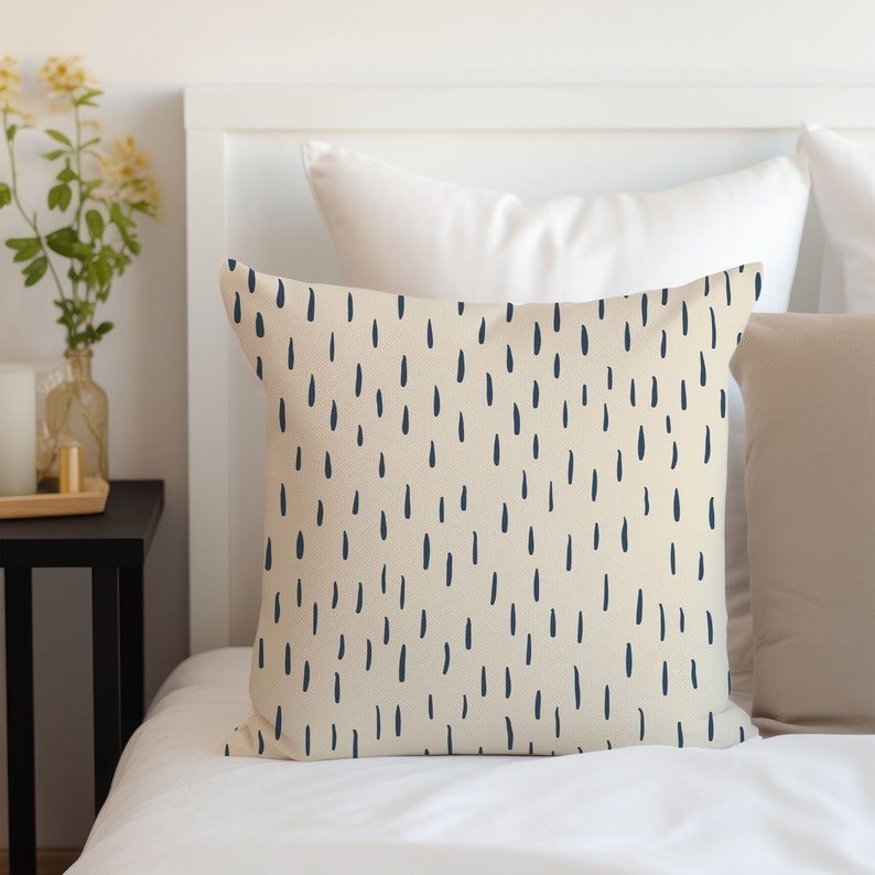 Monochrome Geometric Decorative Cushion Cover , Pale Blue Scandinavian Leaves Pattern Couch Pillow Covers, Square / Lumbar Pillow in 7 Sizes image 5