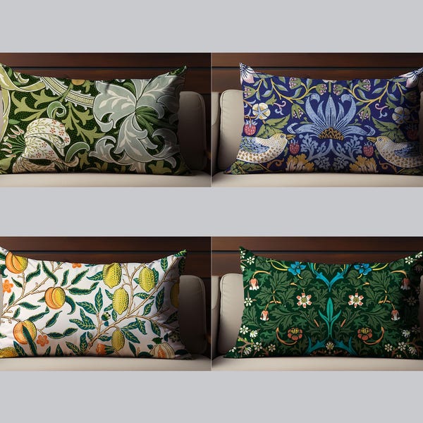 William Morris Floral Decor Throw Pillow cover -Old fashion Classic Decor Lumbar Pillow cover -Custom Sizes Pillow Cases 12x20 cushion cover
