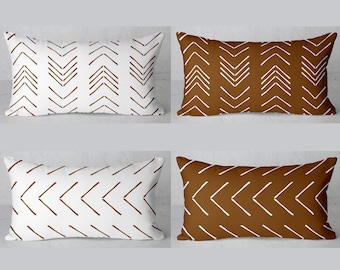 Funda de cojín con diseño geométrico de rayas negras y marrones - Funda de cojín con diseño de ondas de chevron - Funda de cojín lumbar minimalista de lino