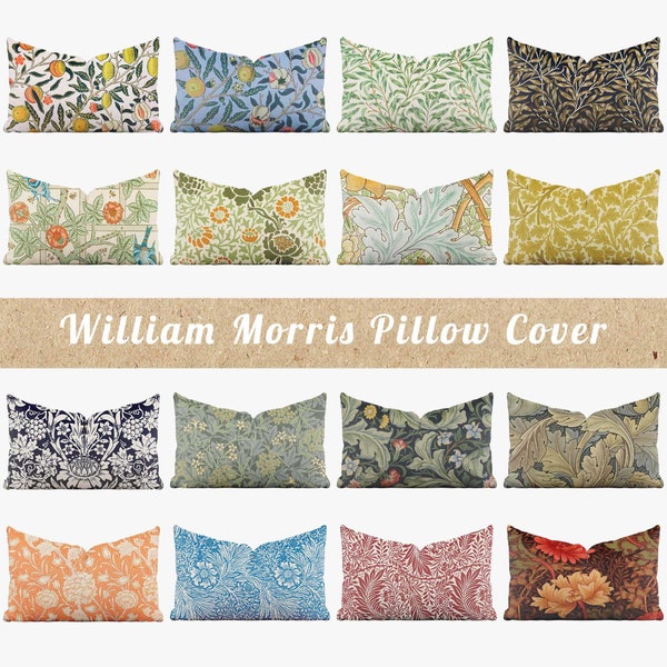 William Morris Throw Pillow Cover in 7 Sizes, Morris Art Square Decorative Cushion Cover, Old Fashion Classic Floral Lumbar Pillow Case Gift