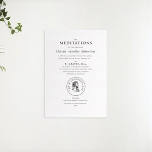 Meditations - Marcus Aurelius Poster, stoic home decor, meditations book