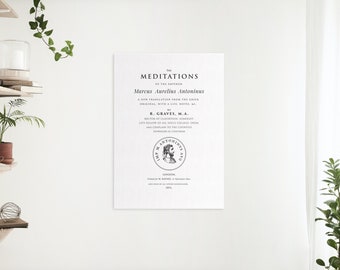 Meditations - Marcus Aurelius Poster, stoic home decor, meditations book