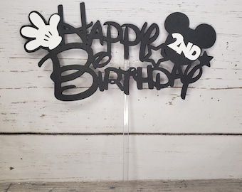 Mickey inspiriert alles Gute zum Geburtstag Kuchen Topper | Kindergeburtstag Dekoration | Mickey inspirierte Partydekorationen | Alles Gute zum Geburtstag Cake Topper |