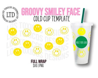 Starbucks Venti Smiley Faces Wrap | Smiley Face SVG | Smiley Face Wrap | Aesthetic Smiley Face SVG | Groovy Smiley Face | Smile SVG